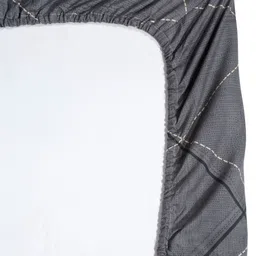 Arrabi Grey & Black Geometric 300 TC King Bedsheet with 2 Pillow Covers image 3