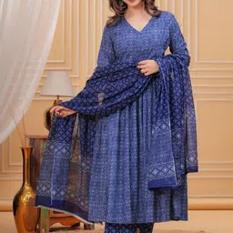 PRISHA FASHION Women Ethnic Motifs Printed Regular Kurta with Trousers & With Dupatta image 3