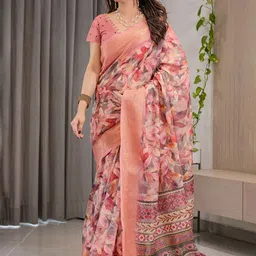 MAHARANI COUTURE Women Floral Pure CottonBanarasi Saree-picture-38