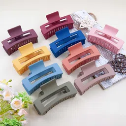 HANDBAG COLLECTION Set of 6 Women Matt Rectangular Hair Claw Clip-picture-25