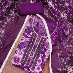 KIMISHA Women Floral Printed Organza Unstitched Dress Material-image-14