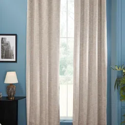 Deco Window Orange & Off White 2 Pieces Printed Black Out Long Door Curtain-image-55