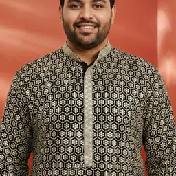 VASTRAMAY Men Woven Design Kurta with Trousers image 5