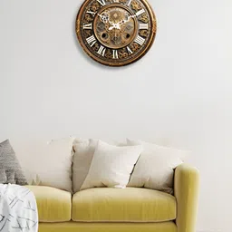 RANDOM Gold-Toned & White Printed Contemporary Wall Clock image 2