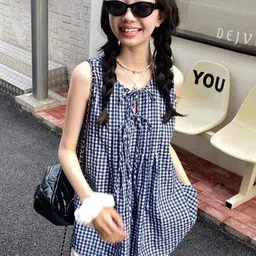 StyleCast Women Checked Tie-Ups Top image 2