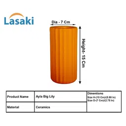 LASAKI Ayla Orange-Colored Textured Ceramic Flower Vase image 2