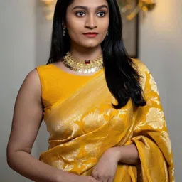 Sita Yellow Silk Blend Woven Design Sarees image 4