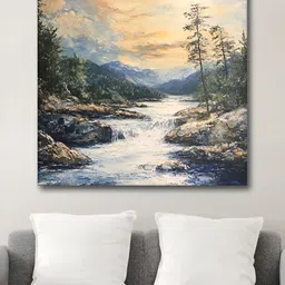 Myntra Elegant Homes Blue & White Nature Printed Canvas Wall Art-picture-12