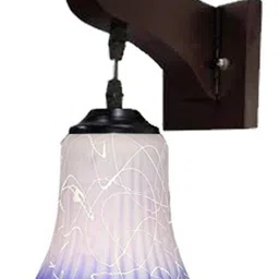 1ST TIME Blue & White Printed Wood Contemporary Rectangle Shaped Wall Lamp image 2