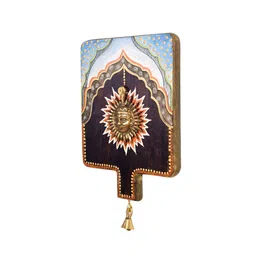 AAKRITI ART CREATIONS Brown & Blue Divya-III Wall Decor Frame With Brass Surya Dev image 2
