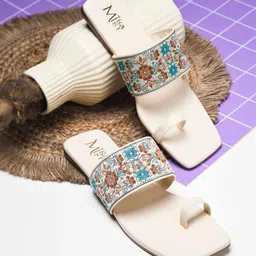 MiraMist Women Embellished One Toe Flats with Embroidered-picture-40