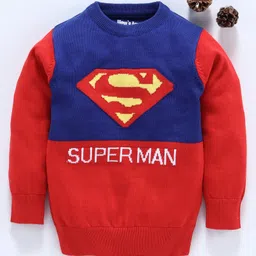 Mom's Love Full Sleeves Pullover Sweater Superman Design - Blue Red-image-1