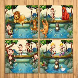 WENS Jungle Theme Sparkle Laminated Wall Panels Set of 4 - Multicolor-picture-21