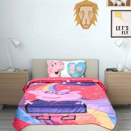 Saral Home Peppa Pig Velvet  Quilt For All Season with 2 Cushions - Pink-picture-32