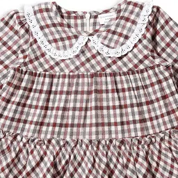My Milestones Girls Checked Peter Pan Collar A-Line Dress image 3
