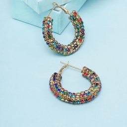 KPOP Gold-Plated Stone Studded Circular Drop Earrings-picture-17