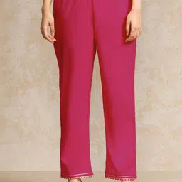 Varanga Floral Printed Gotta Patti V-Neck A-Line Kurta With Trousers & Dupatta image 3