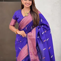 all about you Woven Design Zari Paithani Saree image 2