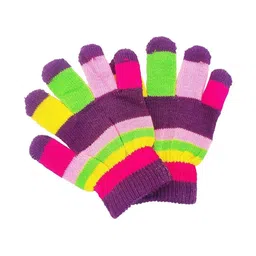 ketkar Unisex Kids Striped Winter Gloves-picture-21