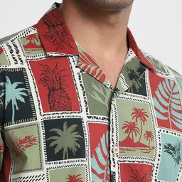 Mufti Men Relaxed Fit Graphic Printed Cuban Collar Casual Shirt image 5