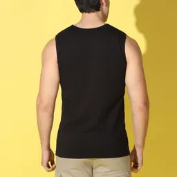 WOOSTRO Pack Of 2 Printed Combed Cotton Gym Vests VWS26(PLAIN BLACK)(MORE NAVY) image 2