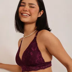 Clovia Floral Bralette Bra Half Coverage image 2