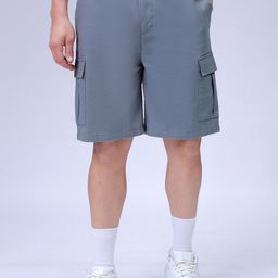 The Indian Garage Co Men Relaxed Fit Pure Cotton Mid-Rise Utility Cargo Shorts-picture-44