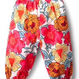 Kookie Kids Full Length Lounge Pants Flower Print - Orange image 2