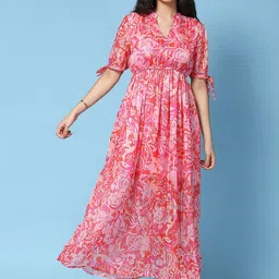 HERE&NOW Floral Print Satin Maxi Dress image 4