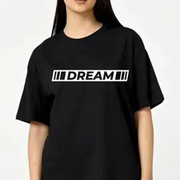 Fashnobic Women Dry Fit Typography Printed Round Neck Cotton Oversized Cotton T-shirt-image-99