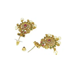 FEMMIBELLA Women Gold-Plated Stone Studded & Beaded Jewellery Set image 3