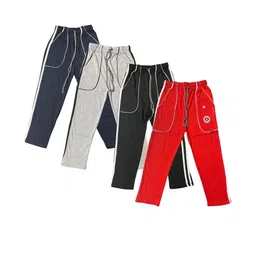 IndiCrafts Boys Set Of 4 Solid Cotton Track Pants-picture-13