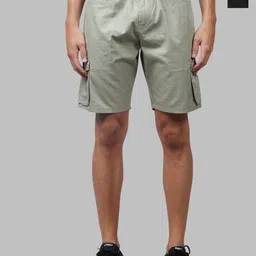 HAUWER Pack Of 2 Men Solid Regular Fit Mid Rise Above Knee Cargo Shorts 25 shorts-picture-20