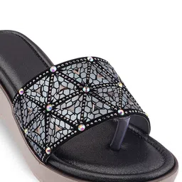 BAESD Women Embellished Party Platform Mules Heels image 3