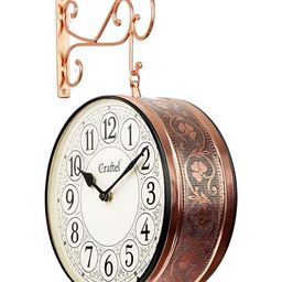 CRAFTEL Gold-Toned And Black Textured Analogue Round Vintage Double Sided Wall Clock-picture-30