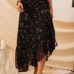 QUIERO Floral Printed A-Line Maxi Skirt image 1