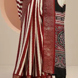 Libas Striped Zari Silk Blend Saree image 4