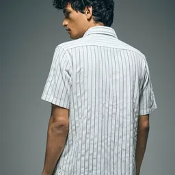 Flying Machine Men Vertical Striped Spread Collar Cotton Casual Shirt image 4