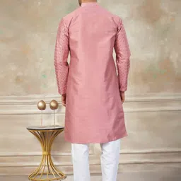 House of Pataudi Embellished Pure Silk Straight Kurta & Trousers image 5