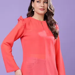 Chemistry Women Keyhole Neck Regular Sleeve Chiffon Top-picture-14