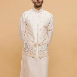 Twamev Floral Embroidered Sequinned & Thread Work Straight Kurta & Trouser With Jacket image 2