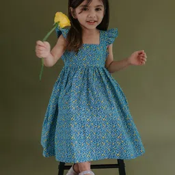 Soleilclo Tropical Print Flutter Sleeve Fit & Flare Dress-picture-36