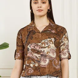 Ravaiyaa Paisley Printed Cotton Shirt Style Crop Top-picture-22