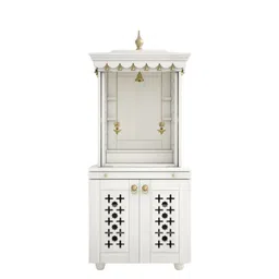 DZYN Furnitures White Rudralaya Teak Wood Pooja Mandap With Door-picture-46