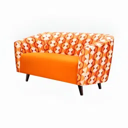 Duroflex Meadow Orange Colored & White Printed Pale Tangerine Interlace Loveseat image 4