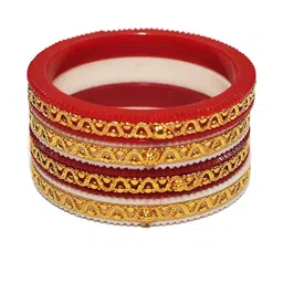 BOVZEN Women red and white set of 4 Copper Bangle-picture-24