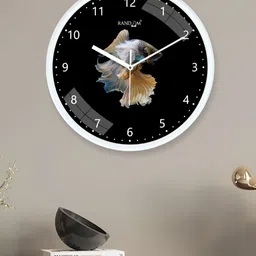 RANDOM White & Black Printed Contemporary Analogue Round Wall Clock image 5