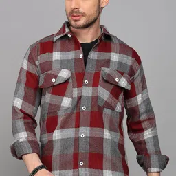 ELLIPSE Buffalo Checked Long Sleeves Woolen Shirt-picture-17