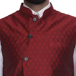 VEERA PARIDHAAN Printed JacquardDesign Mandarin Collar Nehru Jackets image 2