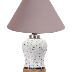 Aura Grey & White Printed Glass Frustum Shaped Table Lamp image 4